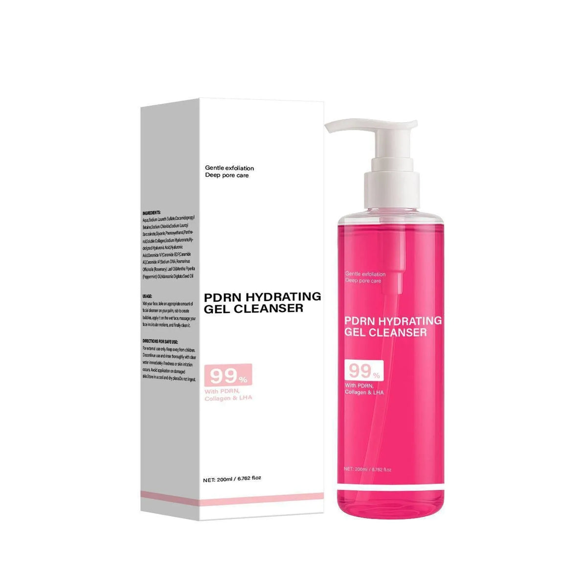 PDRN skin-friendly moisturizing jelly foam facial cleanser 200ml pump bottle 48mm x 48mm x 183.5mm
