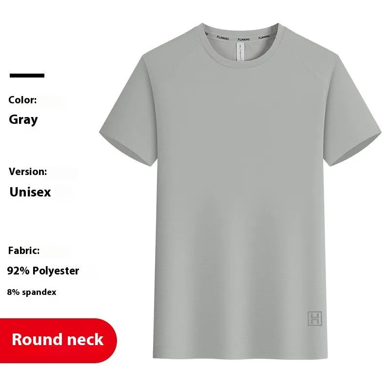 Ice silk quick-drying round neck T-shirt overalls in slim fit pullover style, available in multiple colours
