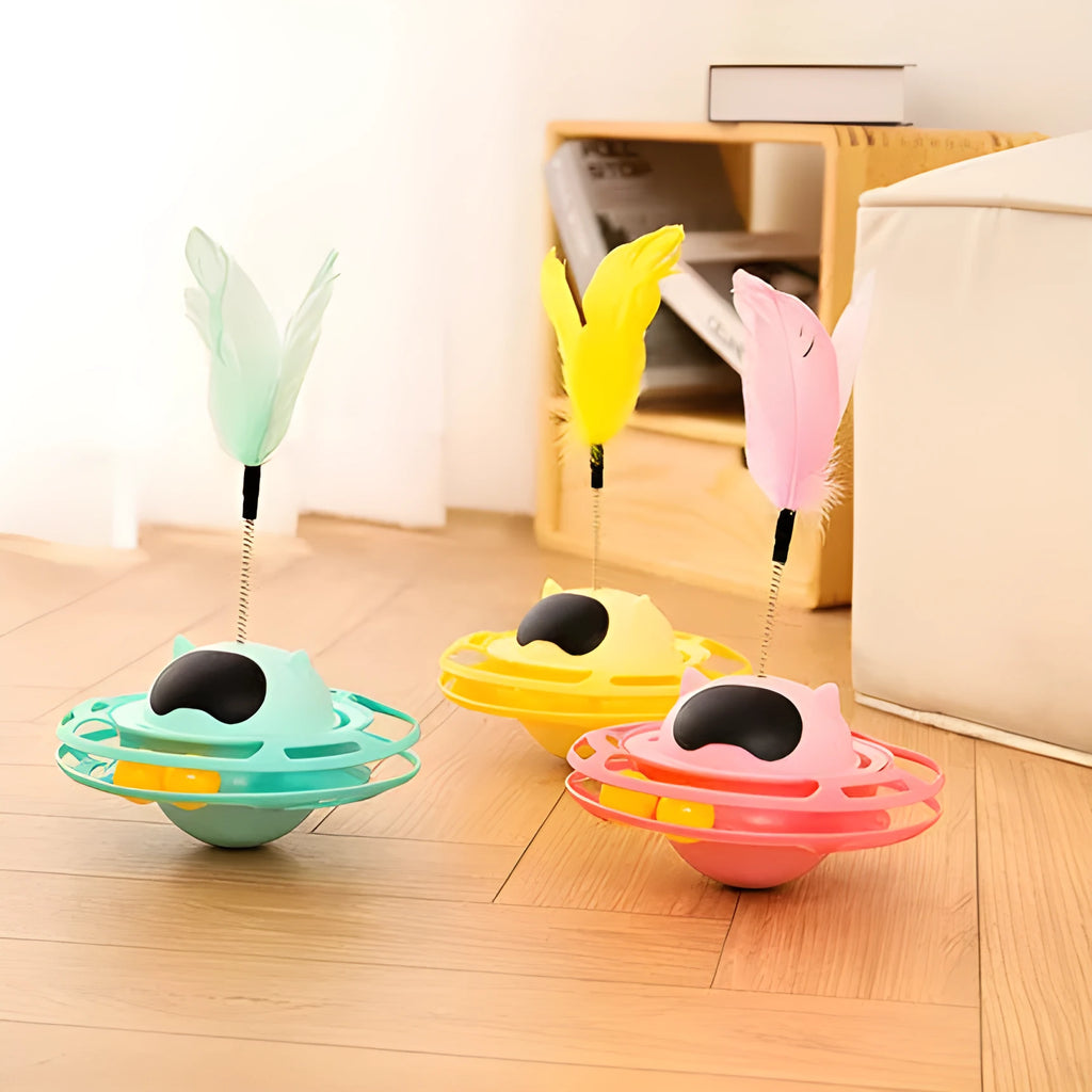 Pink cat tumbler toy with self-hi stick measuring 17 cm for mechanical interactive play