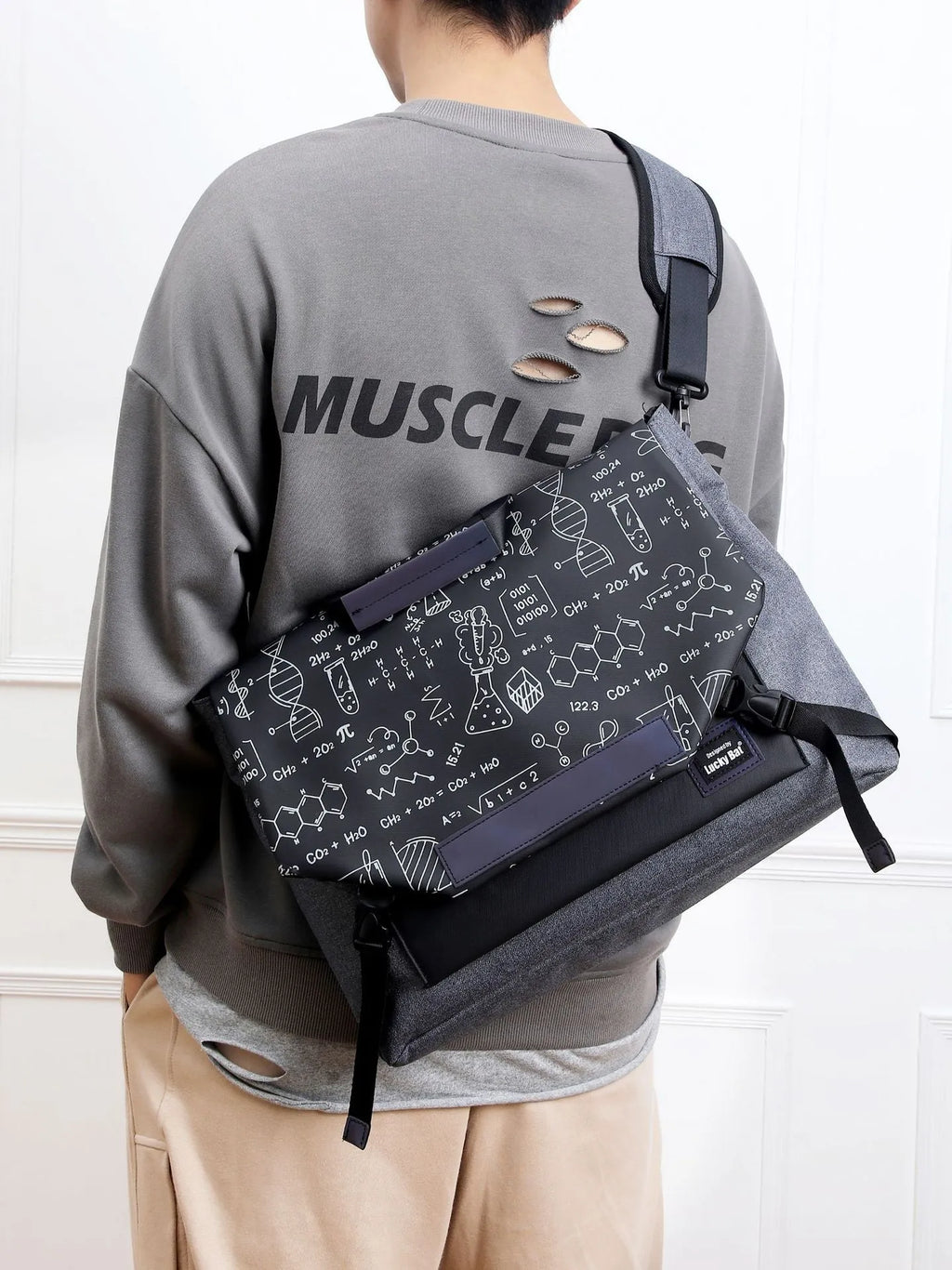 Oxford cloth laptop bag with letter pattern, two size options, water-resistant design for tablets and gaming notebooks