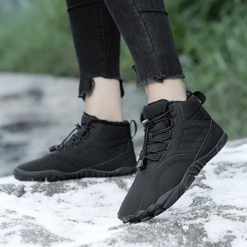 Outdoor sports cotton shoes winter warm slip-on boots Oxford cloth non-slip rubber outsole artificial plush lining colours black blue gray