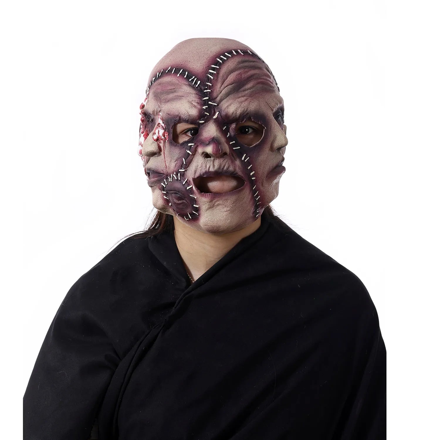 Three-sided Grimace horror mask in latex plastic for Halloween cosplay and parties
