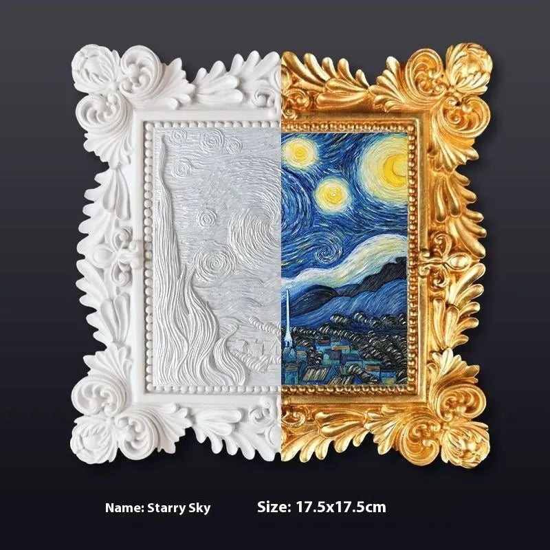 DIY oil painting kit showing epoxy pottery base, propylene pigments and brushes for creating famous art reproductions