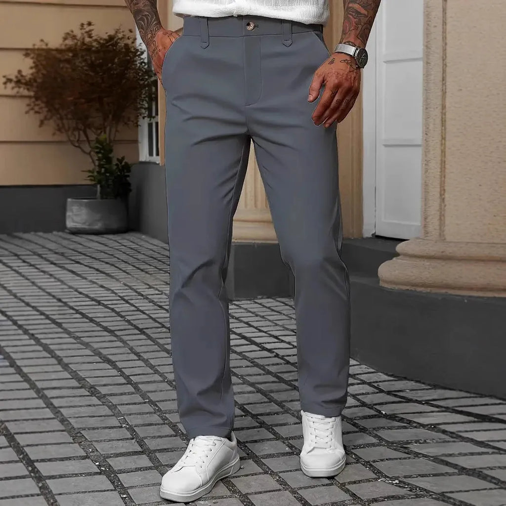Men's straight leg business casual trousers in four colours with Asian sizing options