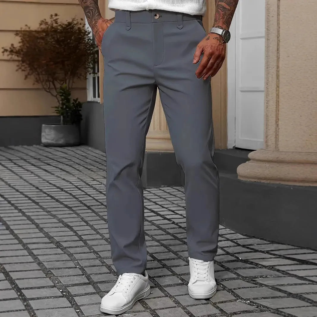 Men's straight leg business casual trousers in four colours with Asian sizing options
