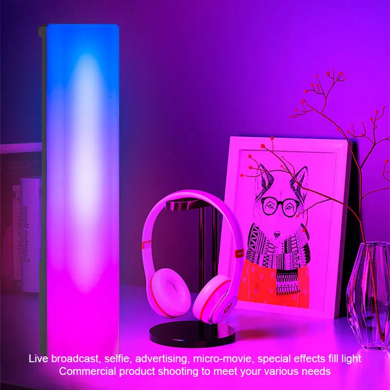 Black and white 3D RGB music voice-activated table-top ambiance lamp with USB cable