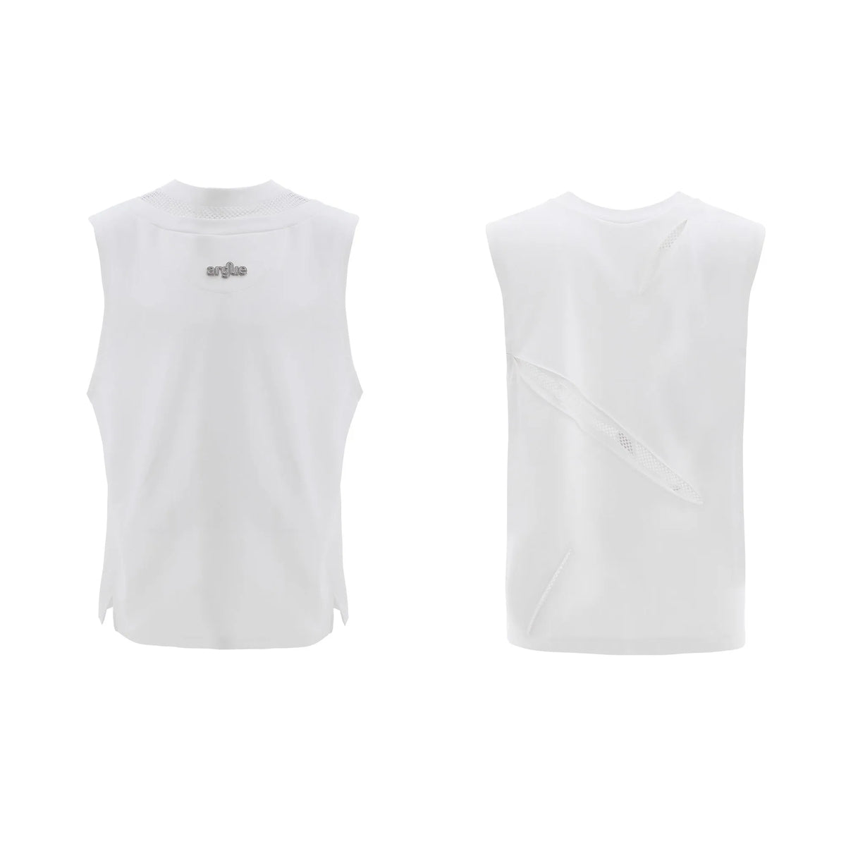 Hollow mesh sleeveless vest with metal decoration, washed cotton blend, slim fit, black grey white, Asian sizes L M XL