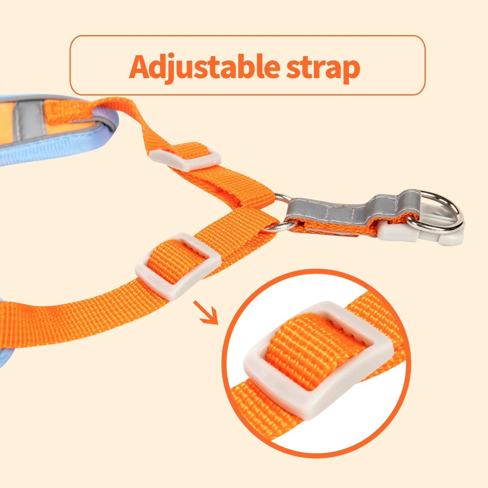Adjustable dog vest harness with haulage rope lead in multiple colours showing chest strap attachment