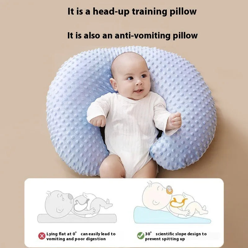 Multifunctional nursing pillow with milk spill prevention in four colour options