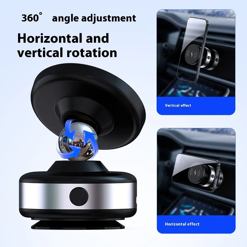 Alloy vacuum suction mobile phone bracket in silver on car dashboard for hands-free use