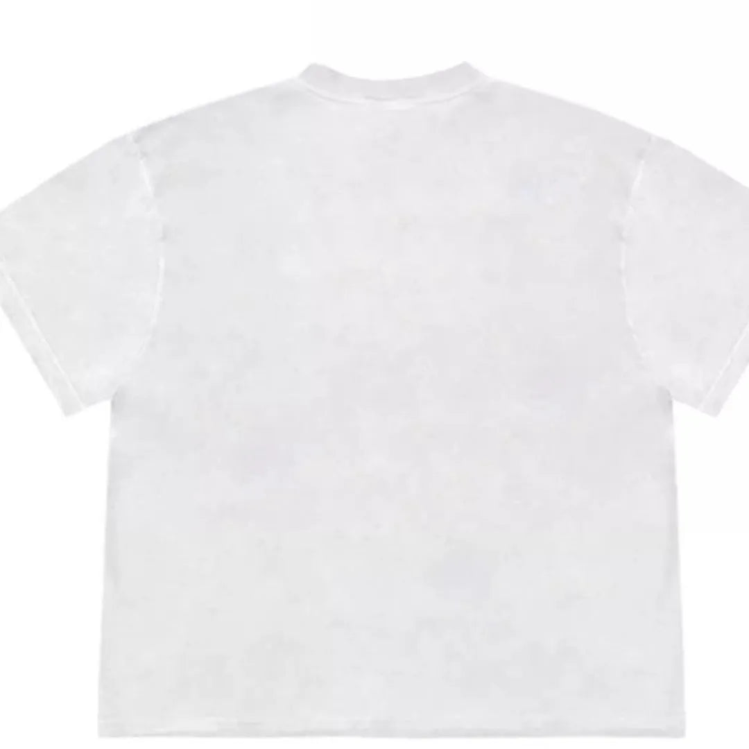 Blueberry fabric patchwork T-shirt with plant patterns in loose fit ice oxygen cotton