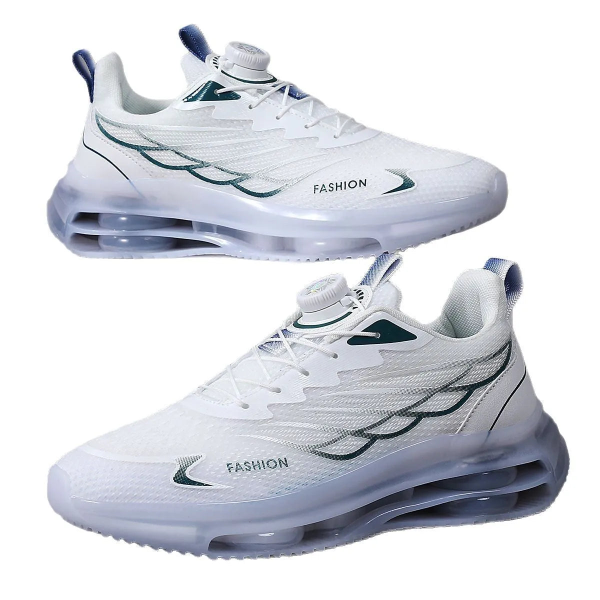White Korean-style casual sports shoes with mesh upper and rubber sole