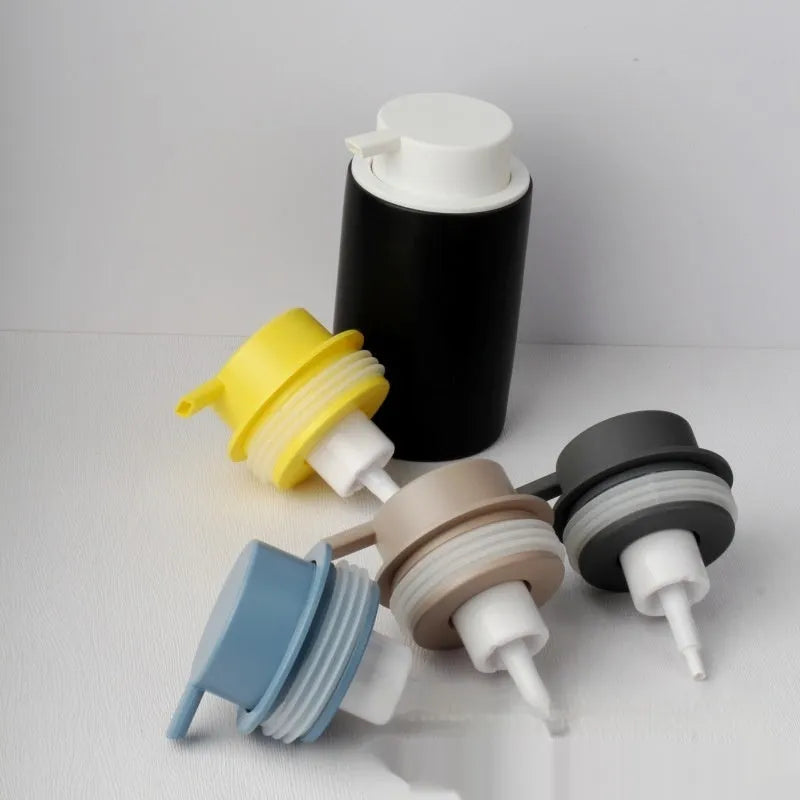 ABS plastic facial cleanser foam pump with large pump head in metallic finish
