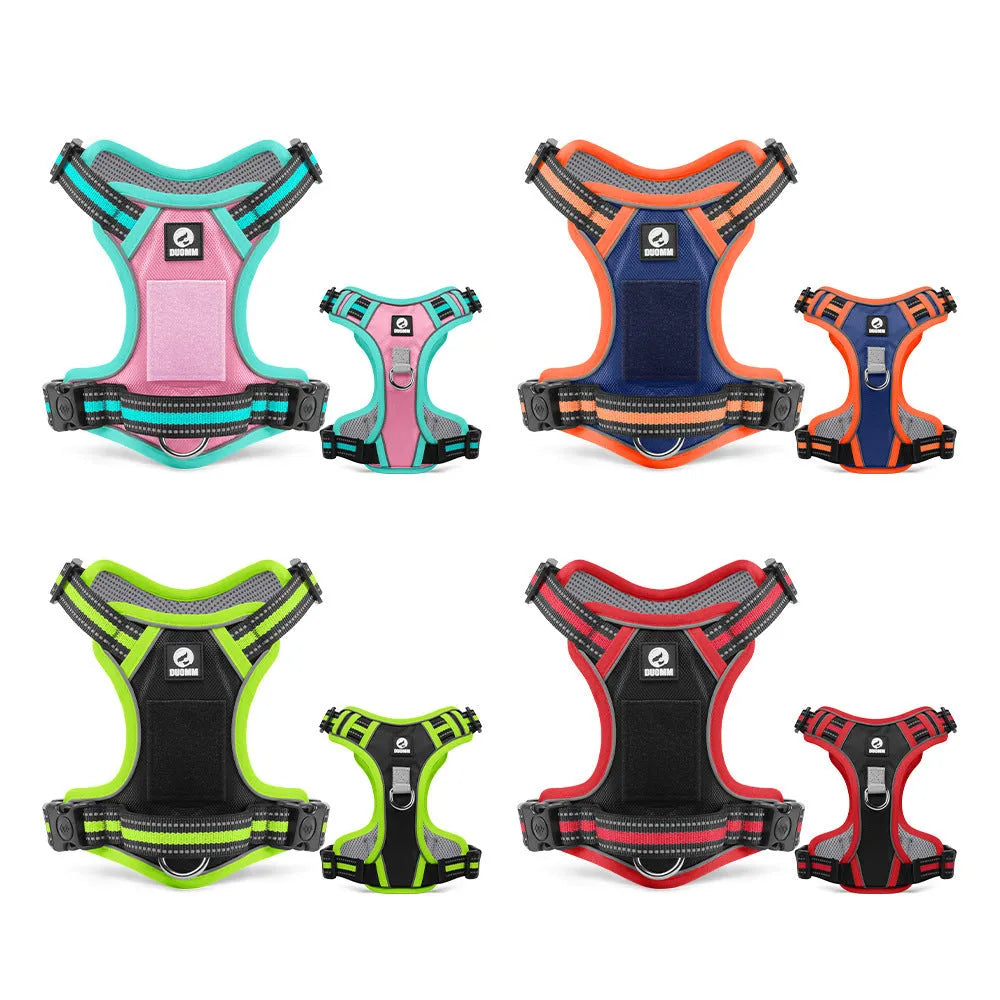 Reflective Oxford cloth dog harness and 1.5M lead set with Airtag protective shell, sizes S to XL