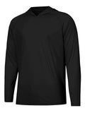 Outdoor long sleeve hooded top for UV protection during fishing and hiking.