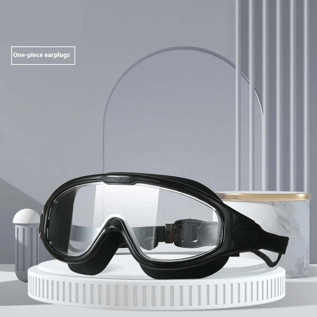 HD waterproof anti-fog plating swimming goggles with plain transparent large frame for adults