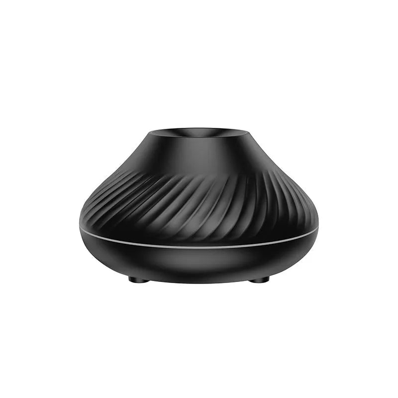 130ml RGB flame aroma diffuser with 3D colourful fire volcano effect humidifier night light black