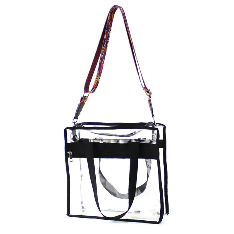 Transparent PVC women's messenger bag with three-dimensional pocket and double shoulder straps
