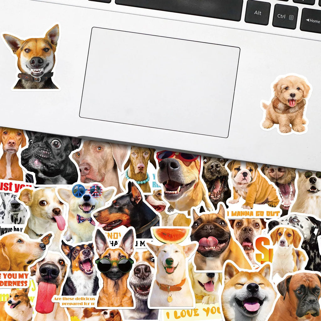 Pack of 100 Nordic style realistic dog facial expression stickers on sheets