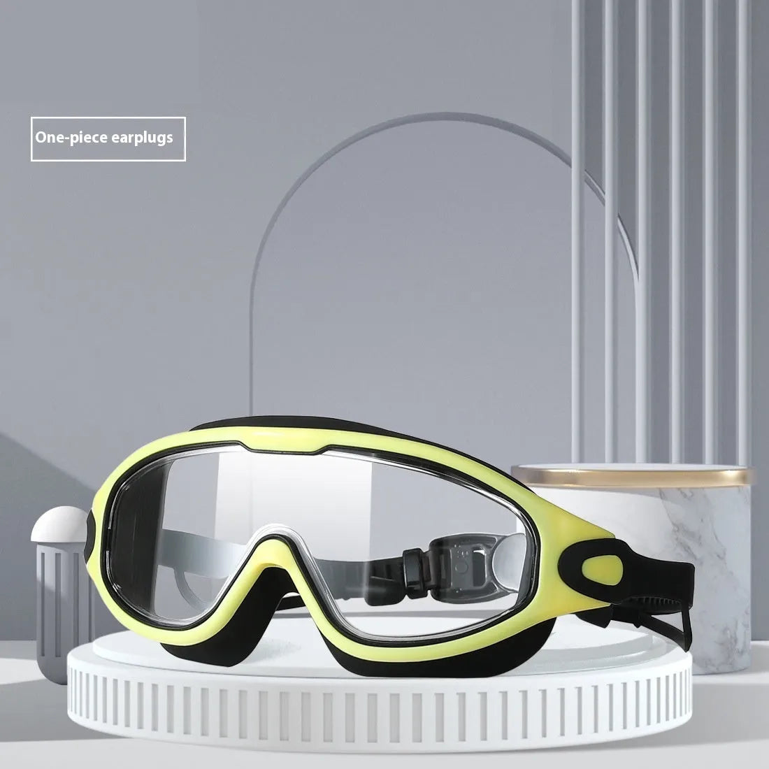 HD waterproof anti-fog plating swimming goggles with plain transparent large frame for adults