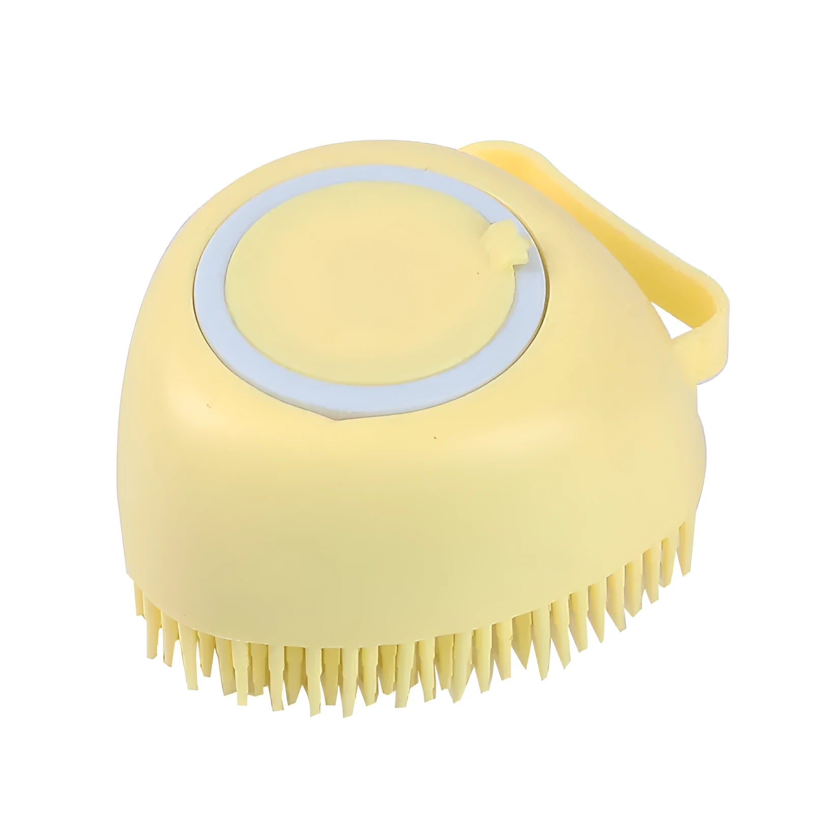 Blue silicone dog bath and massage brush for pet grooming