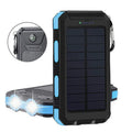 Solar power bank 8000mAh in black with built-in compass, PVC and silicone shell