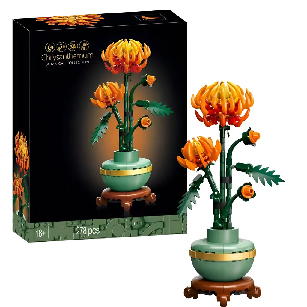 Flower building blocks set orchid bouquet plastic small particles in colour box