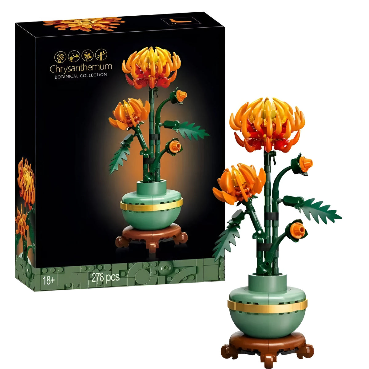 Flower building blocks set orchid bouquet plastic small particles in colour box