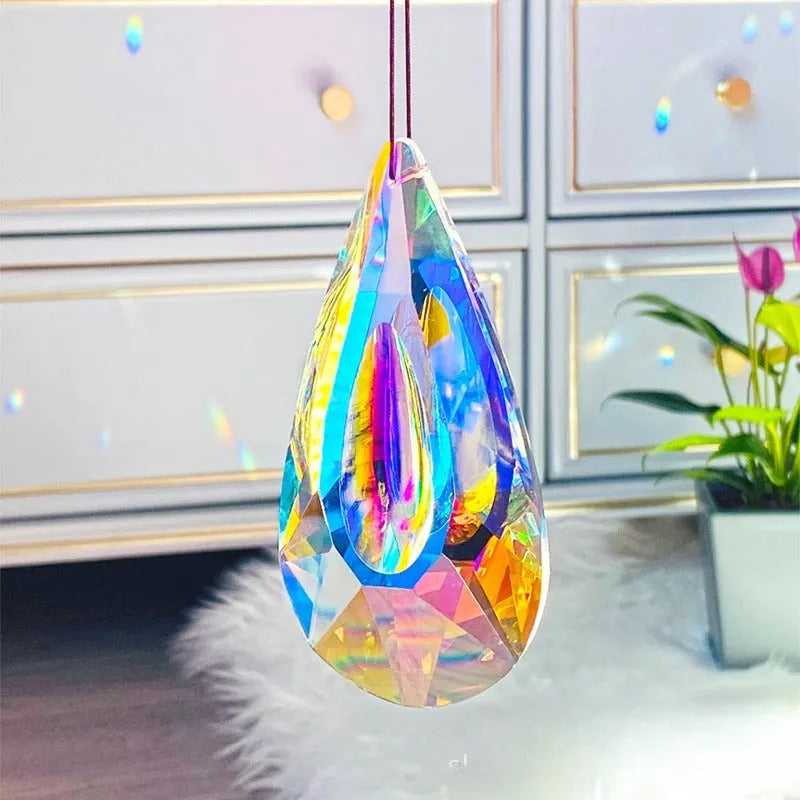 Rainbow electroplated crystal pendant garden decoration for Christmas trees