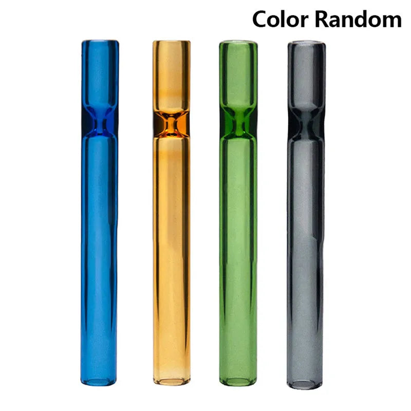Transparent pink glass telescopic smoke pipe nozzle for water bongs