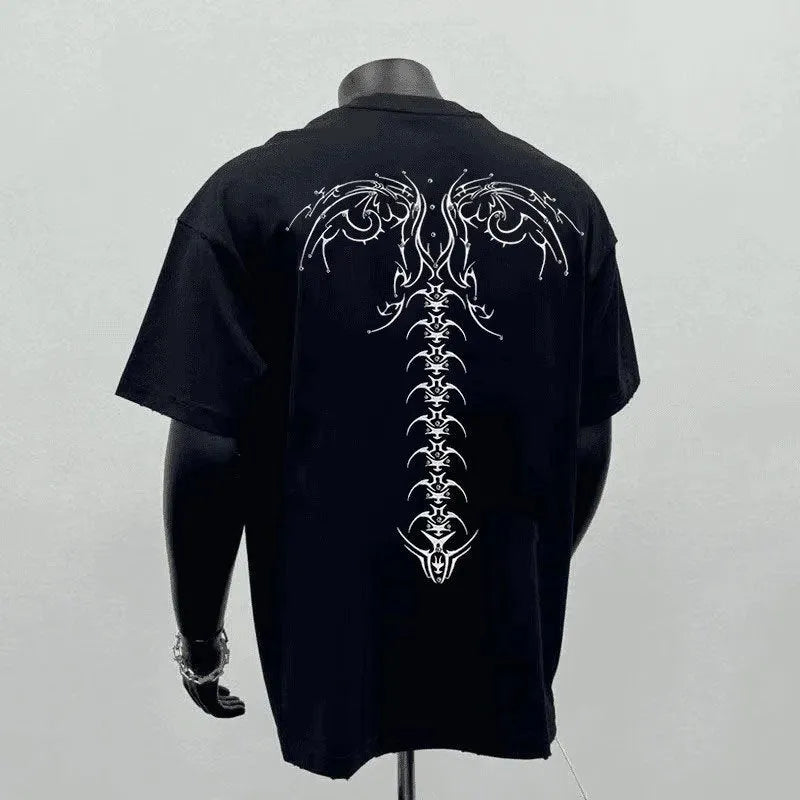 Men's pure cotton loose fit short sleeve T-shirt in black or white with printing design