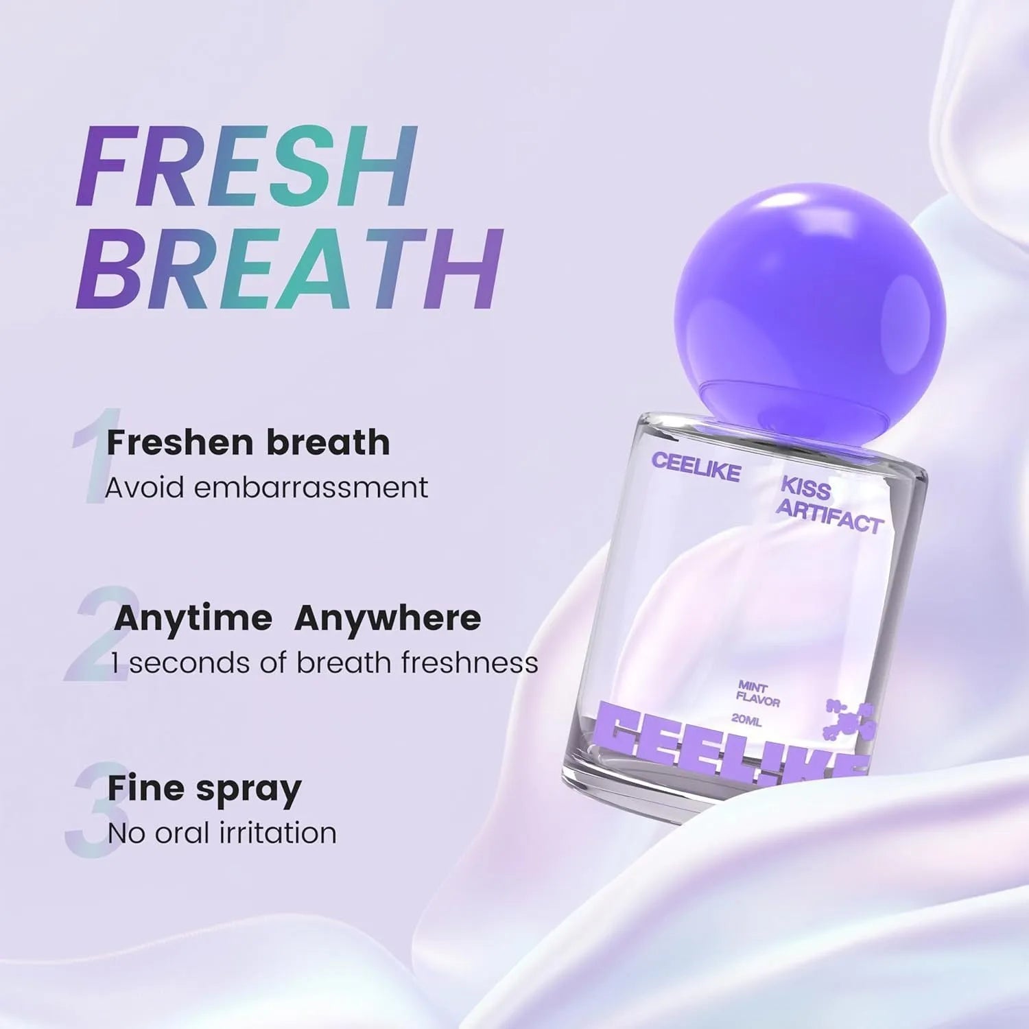 20ml portable oral hydrating spray bottle for dry mouth and lips.