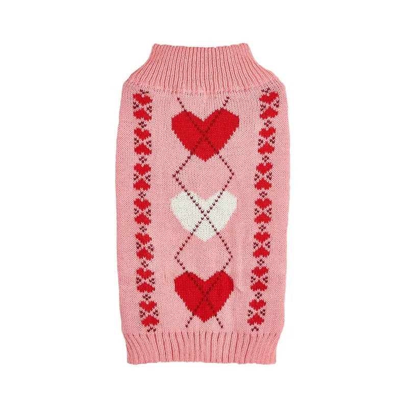 Fashion personality bow and love heart dog sweater in acrylic fabric