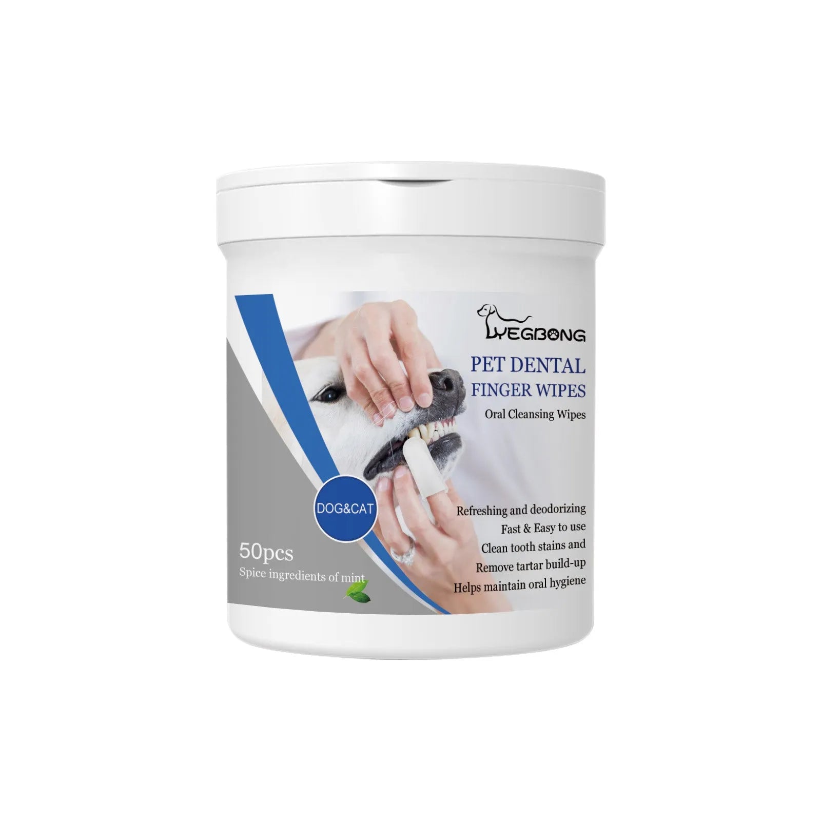 50 piece dog teeth cleaning finger wipes with applicator glove for canine oral care