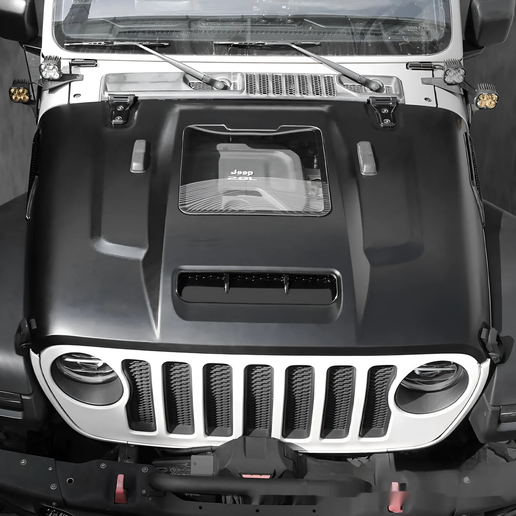 Black steel engine cover for 18-25 Jeep Wrangler engine housing