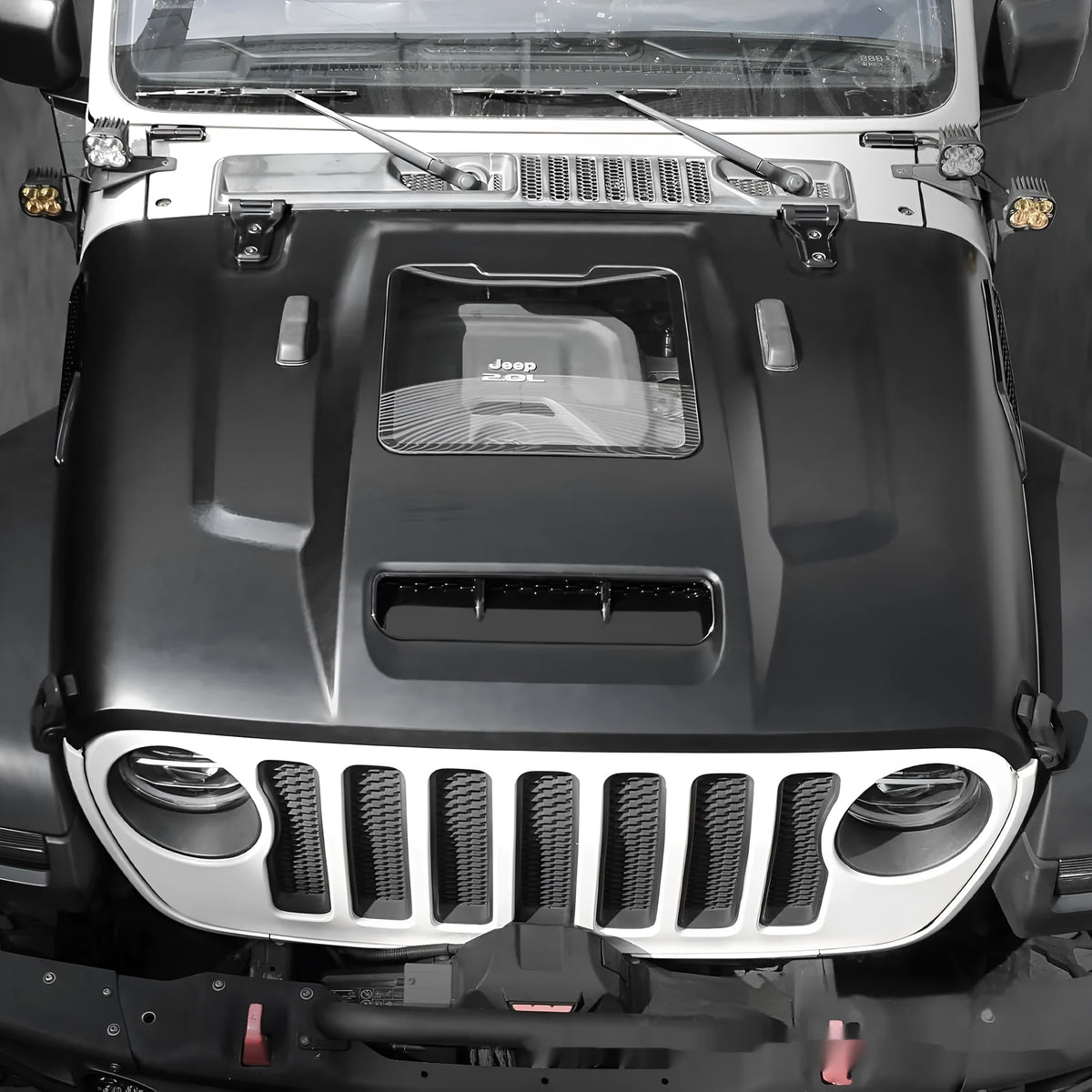 Black steel engine cover for 18-25 Jeep Wrangler engine housing