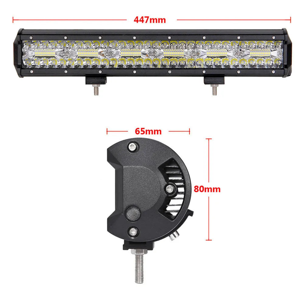 Automotive LED strip light three-row work light 12-24V aluminium housing with mounting bracket