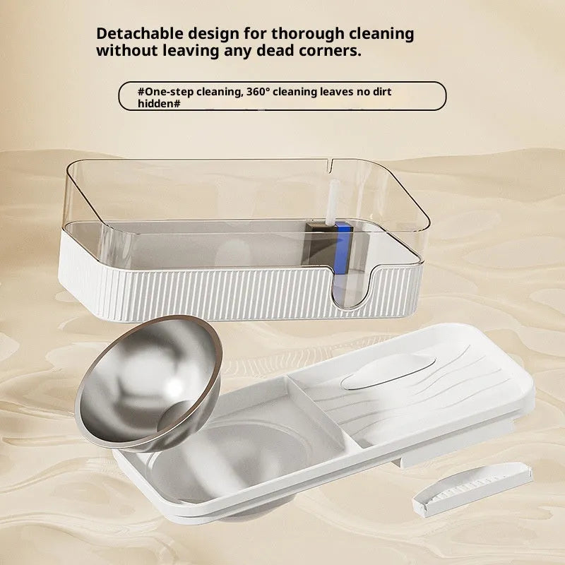 Automatic filtration and circulation cat water dispenser in cream colour with PP and stainless steel bowl