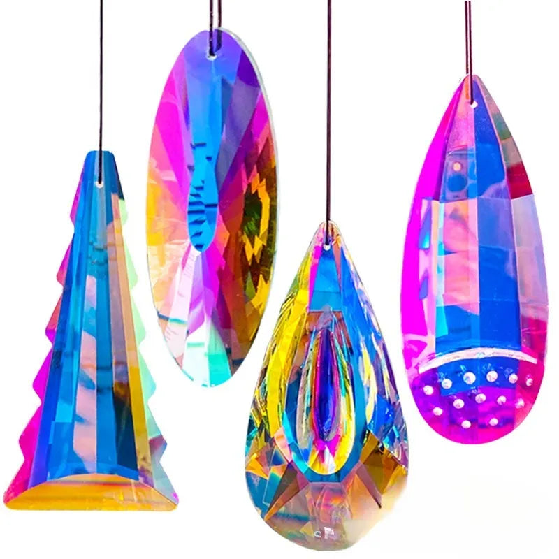 Rainbow electroplated crystal pendant garden decoration for Christmas trees