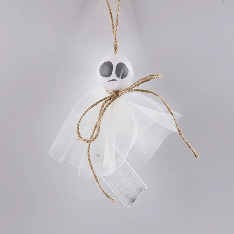 Halloween LED lighting chain with colourful ghost-themed lights and battery box for cordless venue décor
