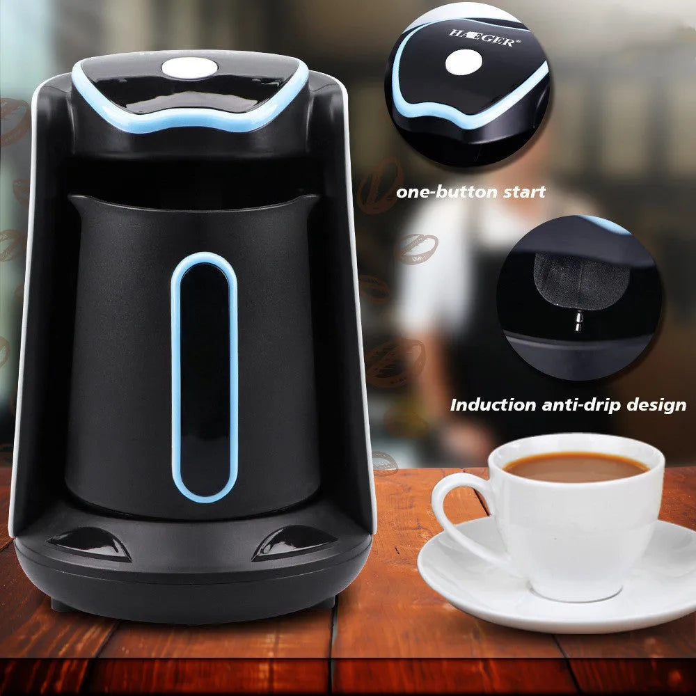 Blue coffee pot portable office coffee and tea maker with mechanical controls and 600W heating