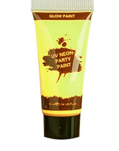 25ml neon face paint tubes in red, yellow, green, purple, orange, and pink colours with safe non-toxic gouache formula