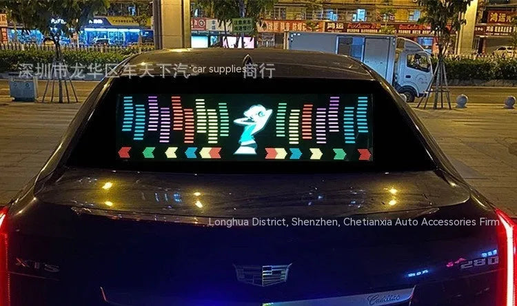 90x25cm voice controlled car rhythm lamp with electroluminescent panel showing music synchronised lighting