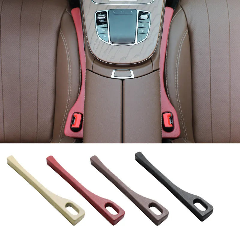 Polyurethane car seat gap strips preventing items falling between seats and centre console in various colours
