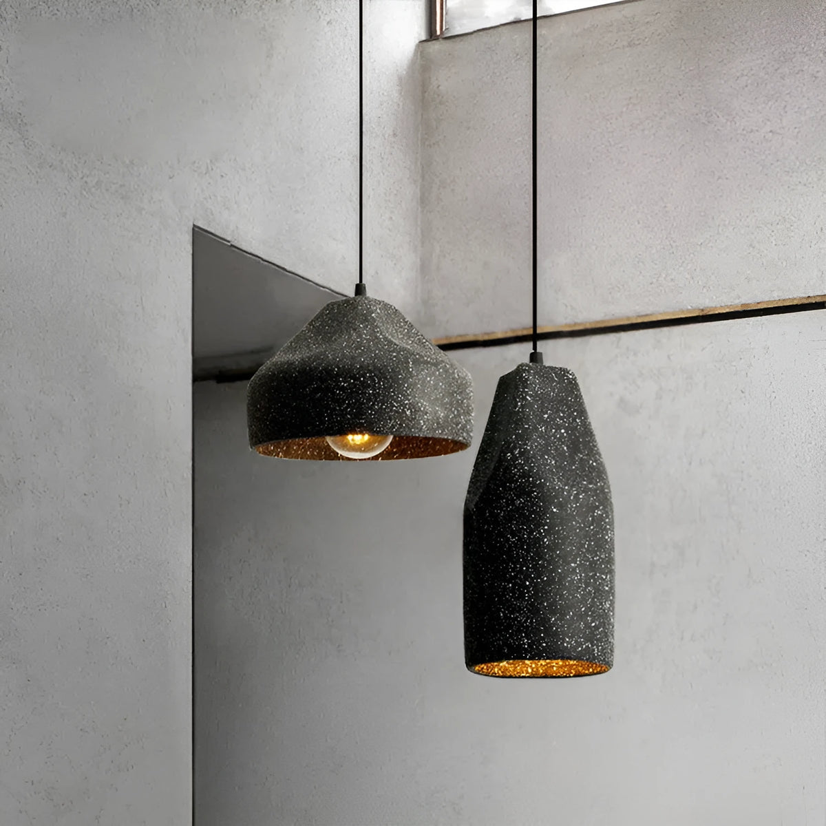 Cement pendant light in sand black or sand grey, Nordic industrial style, 220V ceiling hanging lamp