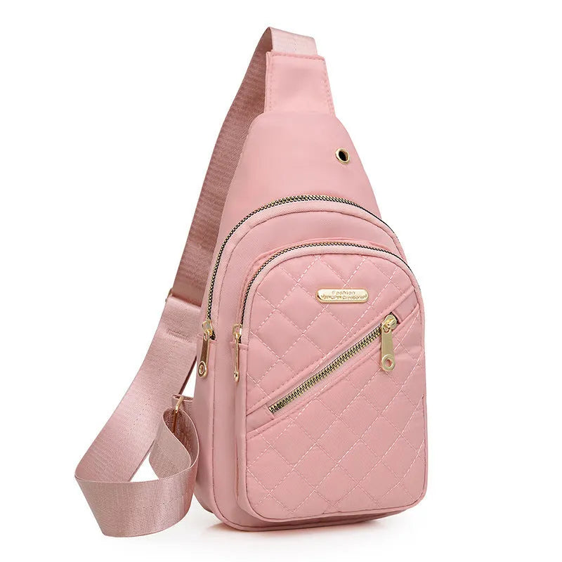 Oxford cloth crossbody sports chest bag with plaid pattern in multiple colour options