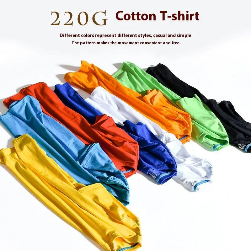 Men's solid colour combed cotton t-shirt with short sleeves and round neck.