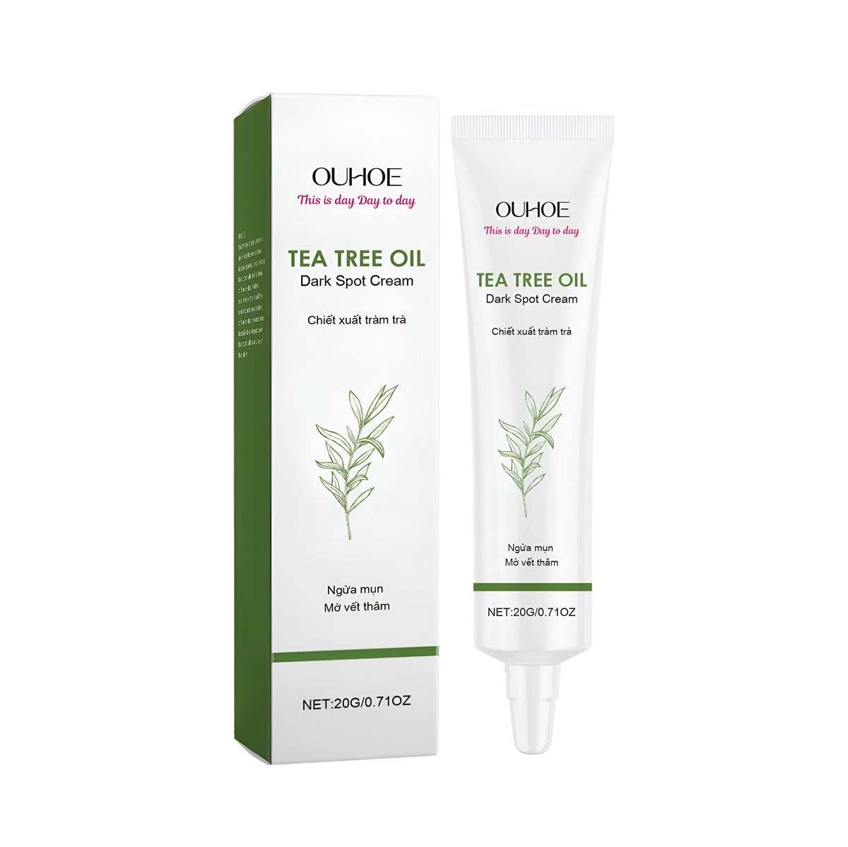 20g tube of facial care cream with tea tree oil and nicotinamide ingredients