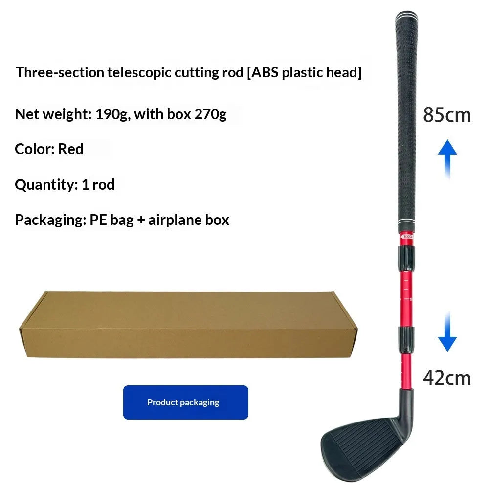 Golf three-section telescopic cutting rod 85cm with black grip and black rod body