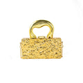 Mini crossbody bag with hard acrylic shell, chain strap, and phone pocket in Golden Ripples colour